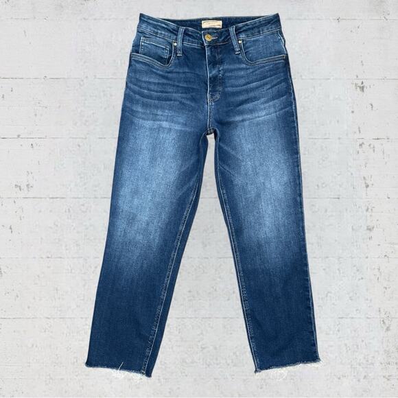 Kut from the Kloth Rachel Fab Ab Mom Jeans Size 8 High Rise Frayed Edge Hem - Picture 1 of 9
